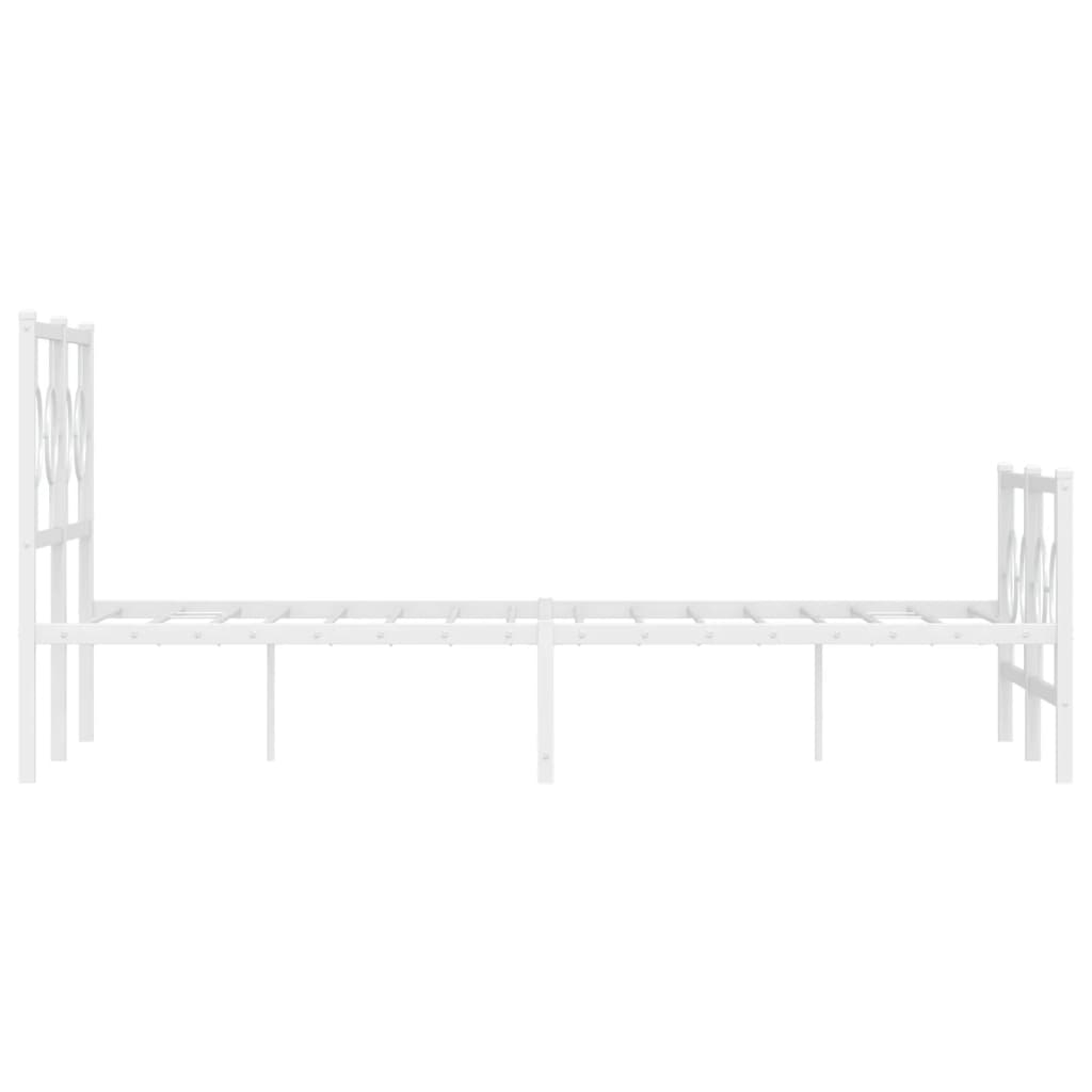 Metal Bed Frame without Mattress with Footboard White 120x190cm