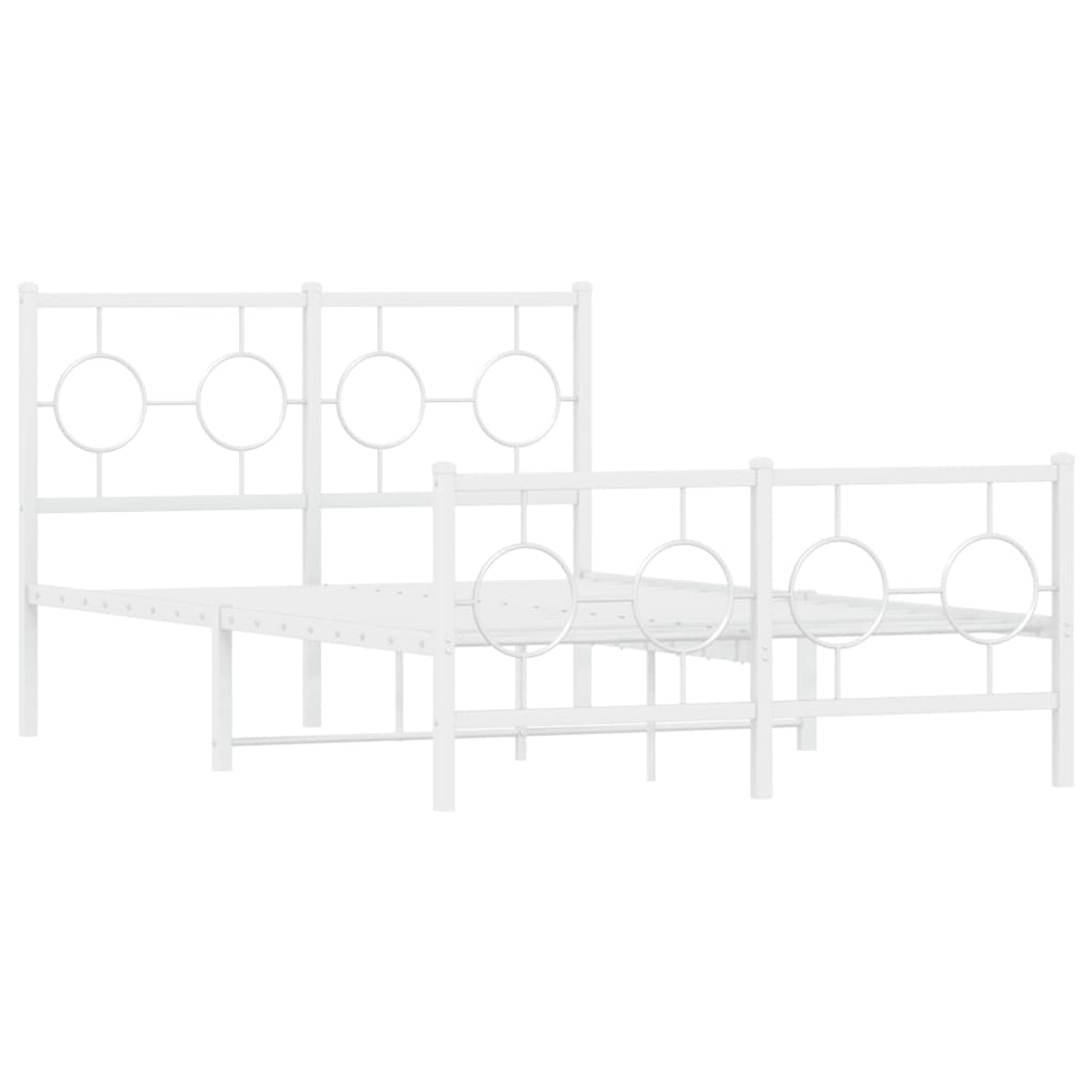 Metal Bed Frame without Mattress with Footboard White 120x200cm
