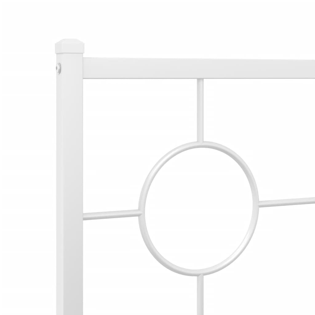 Metal Bed Frame without Mattress with Footboard White 120x200cm