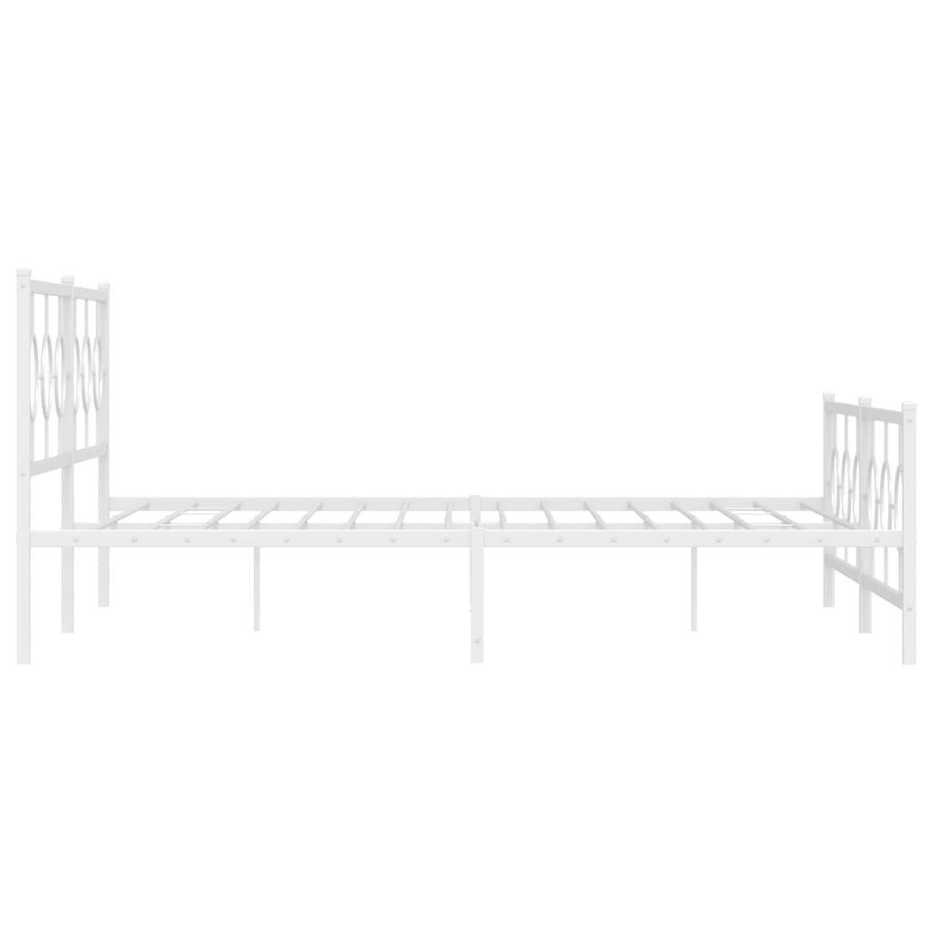 Metal Bed Frame without Mattress with Footboard White 200x200cm