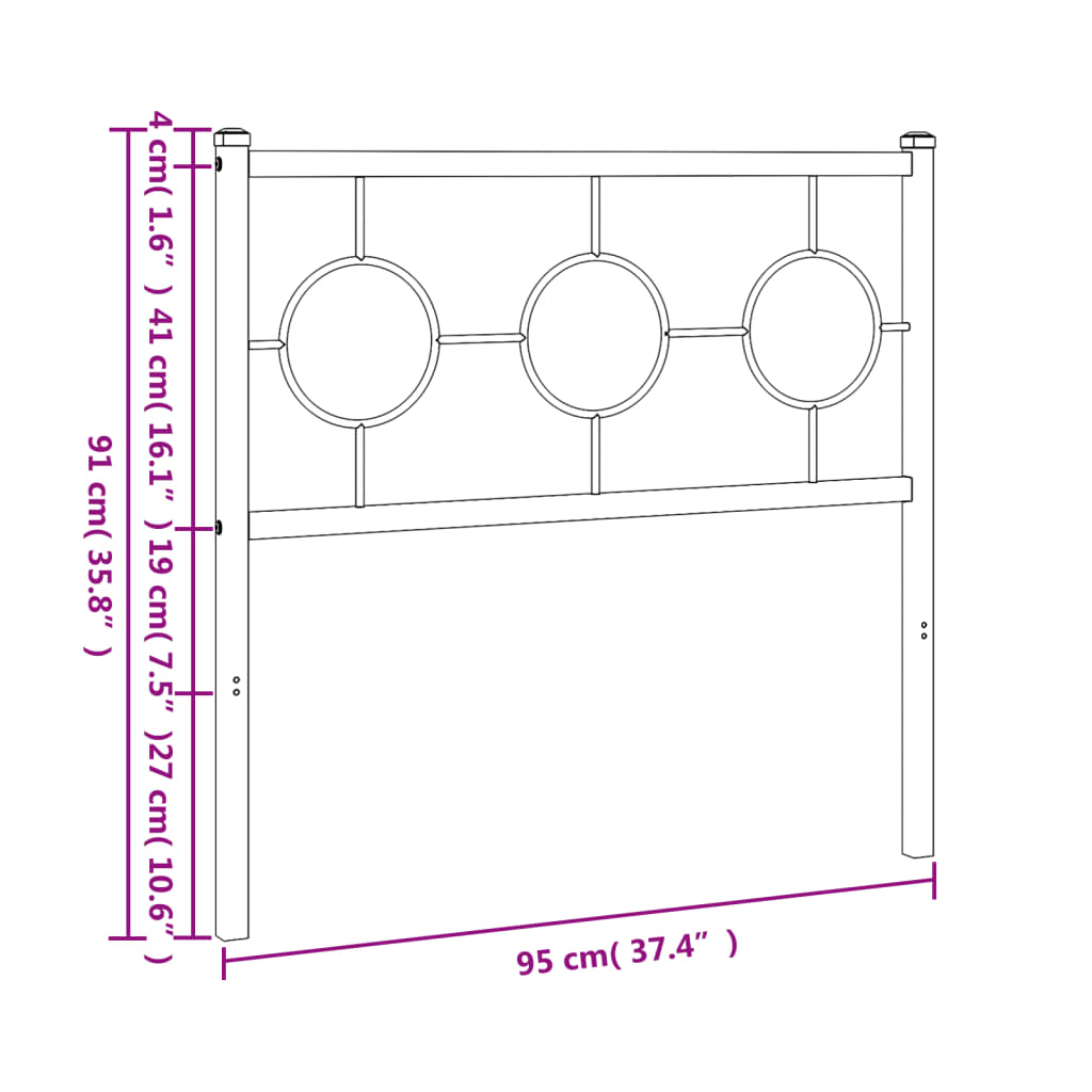 Metal Headboard White 90 cm