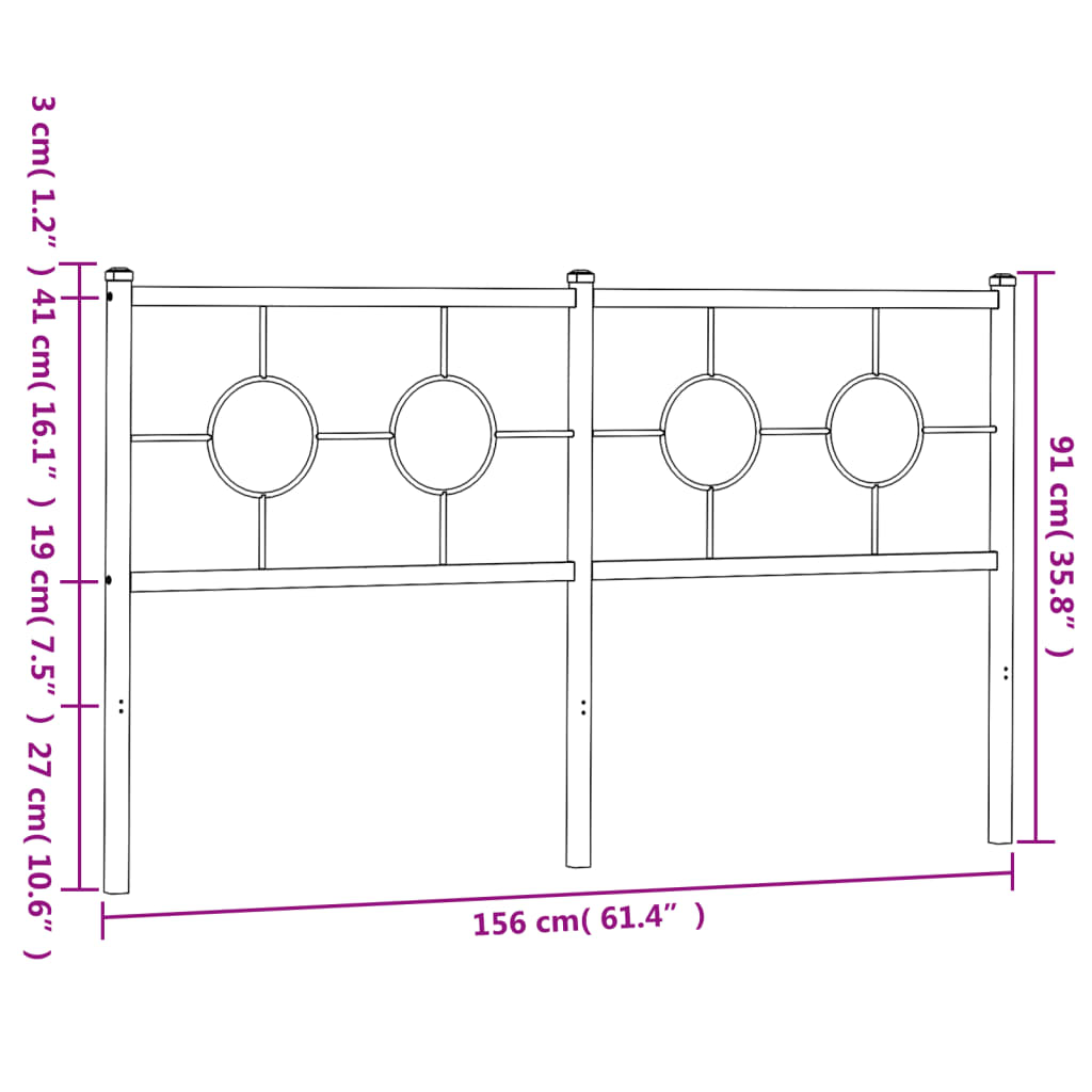 Metal Headboard White 150 cm