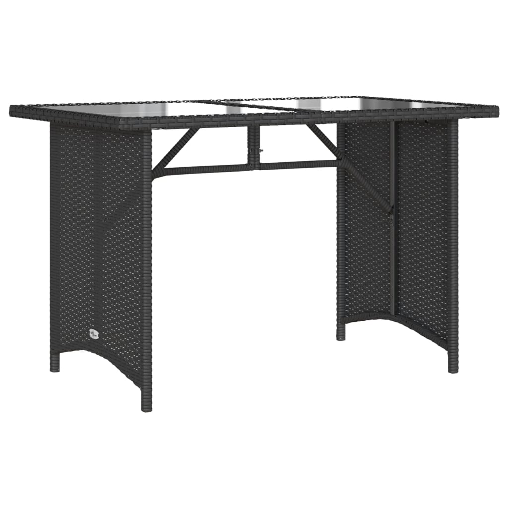 Outdoor Patio Poly Rattan Rectangular Garden Dining Table With Glass Top Tables