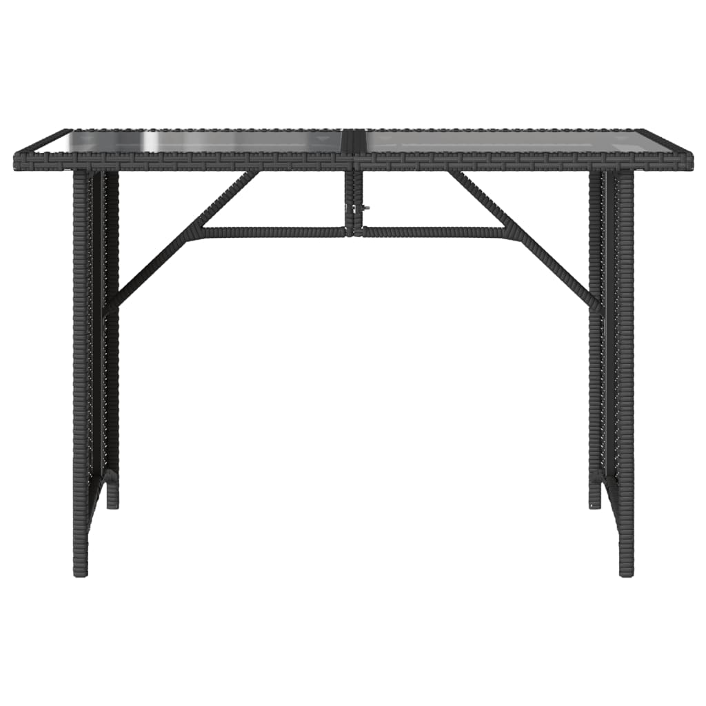 Outdoor Patio Poly Rattan Rectangular Garden Dining Table With Glass Top Tables