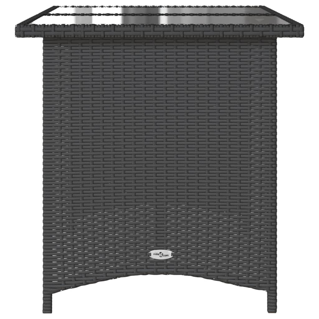 Outdoor Patio Poly Rattan Rectangular Garden Dining Table With Glass Top Tables