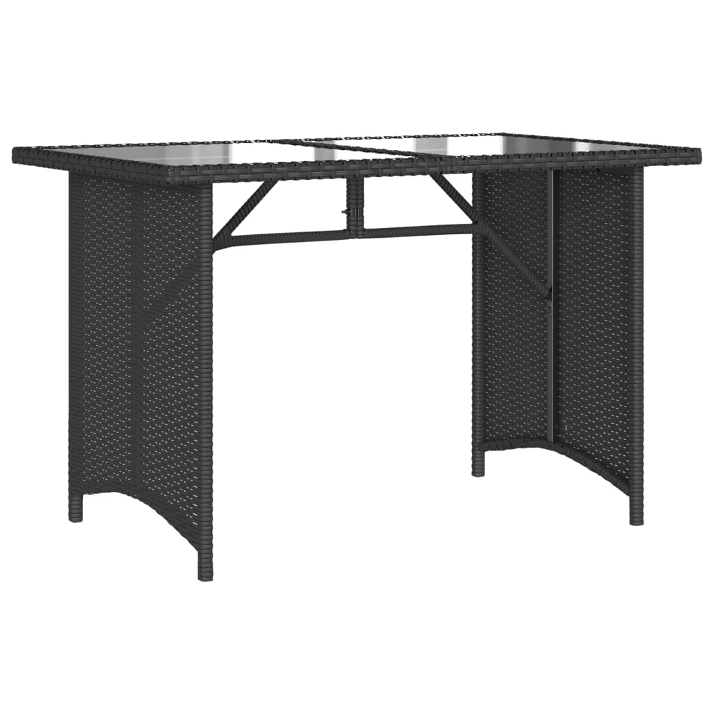 Outdoor Patio Poly Rattan Rectangular Garden Dining Table With Glass Top Tables