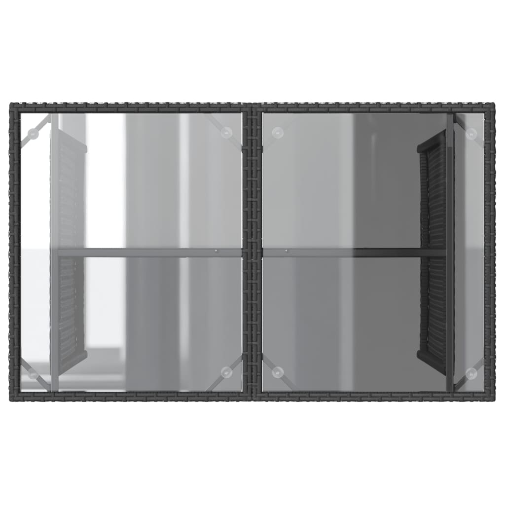 Outdoor Patio Poly Rattan Rectangular Garden Dining Table With Glass Top Tables