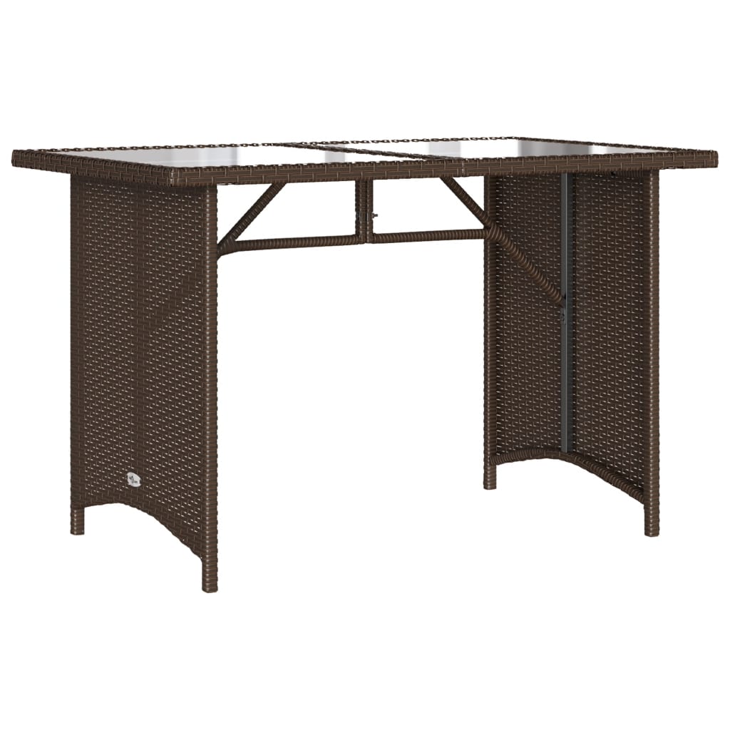 Outdoor Patio Poly Rattan Rectangular Garden Dining Table With Glass Top Tables