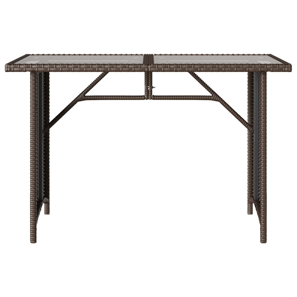 Outdoor Patio Poly Rattan Rectangular Garden Dining Table With Glass Top Tables
