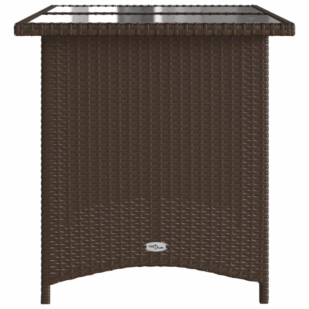 Outdoor Patio Poly Rattan Rectangular Garden Dining Table With Glass Top Tables