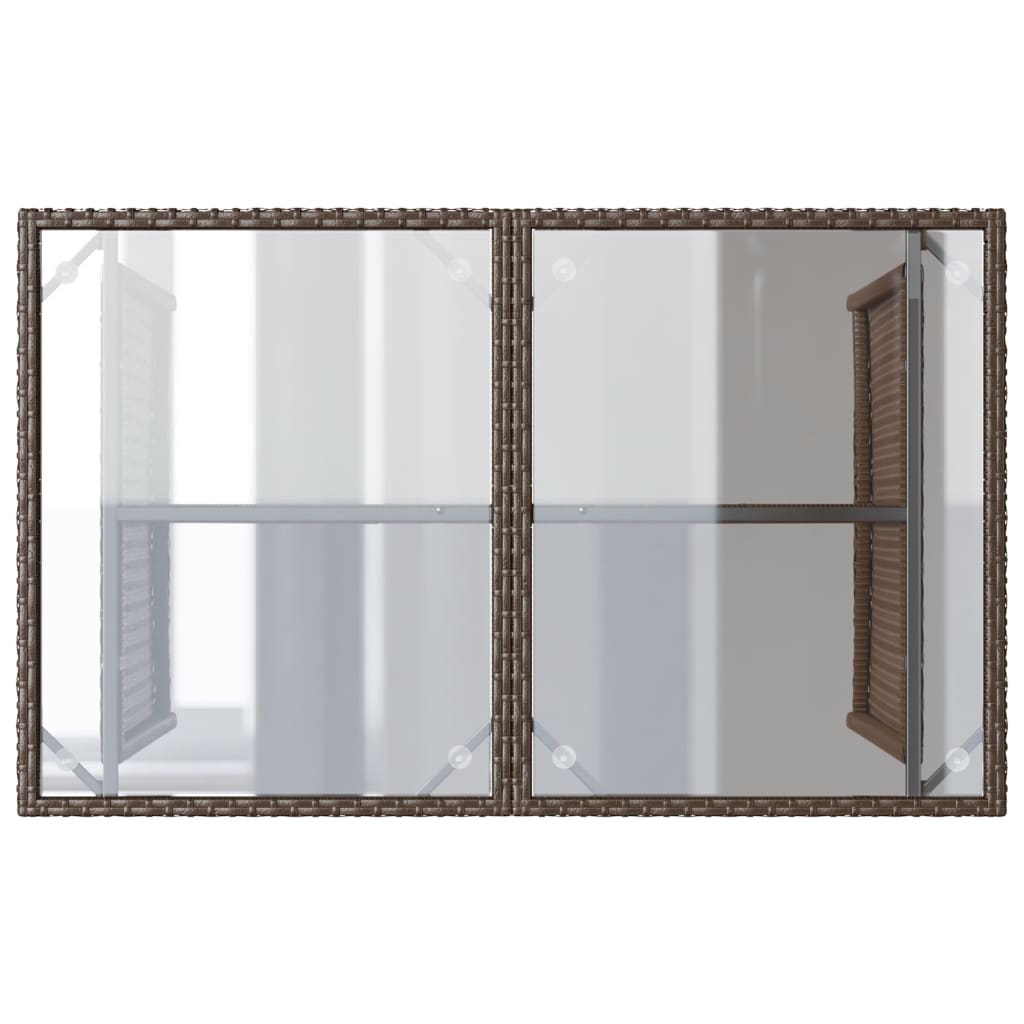 Outdoor Patio Poly Rattan Rectangular Garden Dining Table With Glass Top Tables