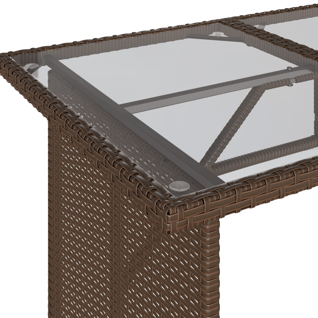 Outdoor Patio Poly Rattan Rectangular Garden Dining Table With Glass Top Tables