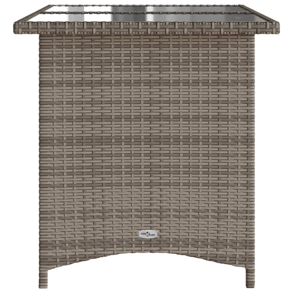 Outdoor Patio Poly Rattan Rectangular Garden Dining Table With Glass Top Tables