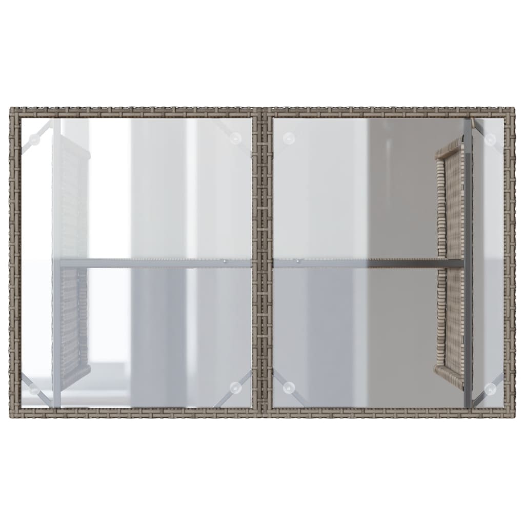 Outdoor Patio Poly Rattan Rectangular Garden Dining Table With Glass Top Tables