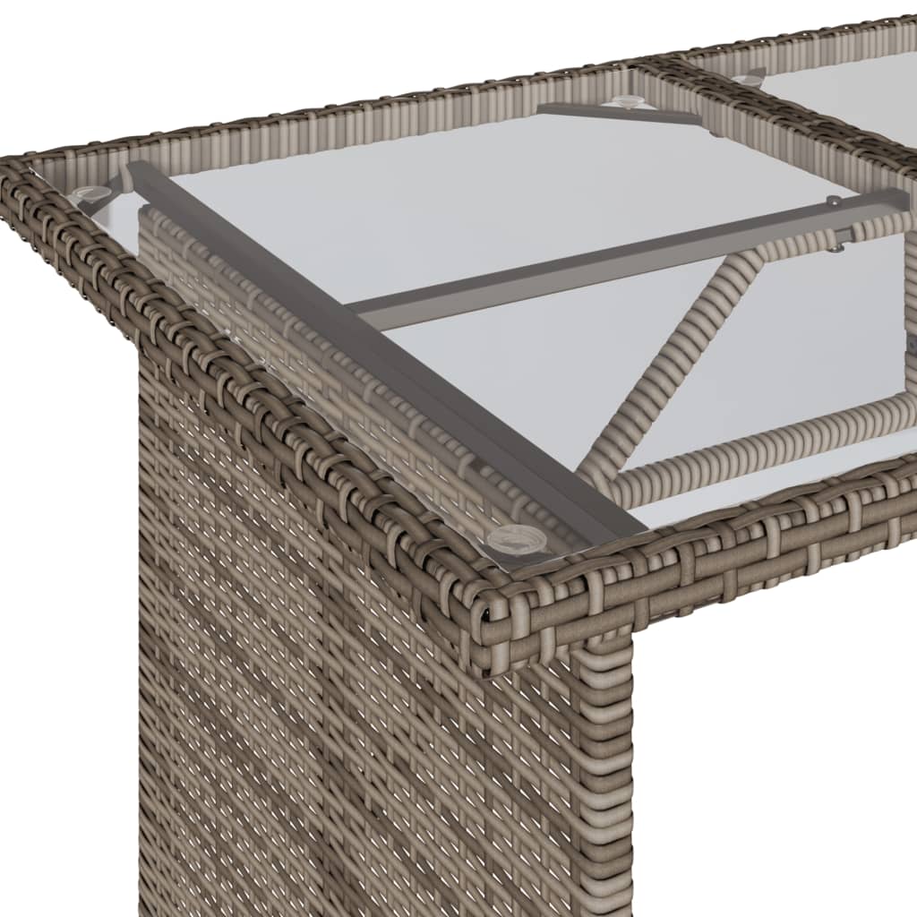 Outdoor Patio Poly Rattan Rectangular Garden Dining Table With Glass Top Tables