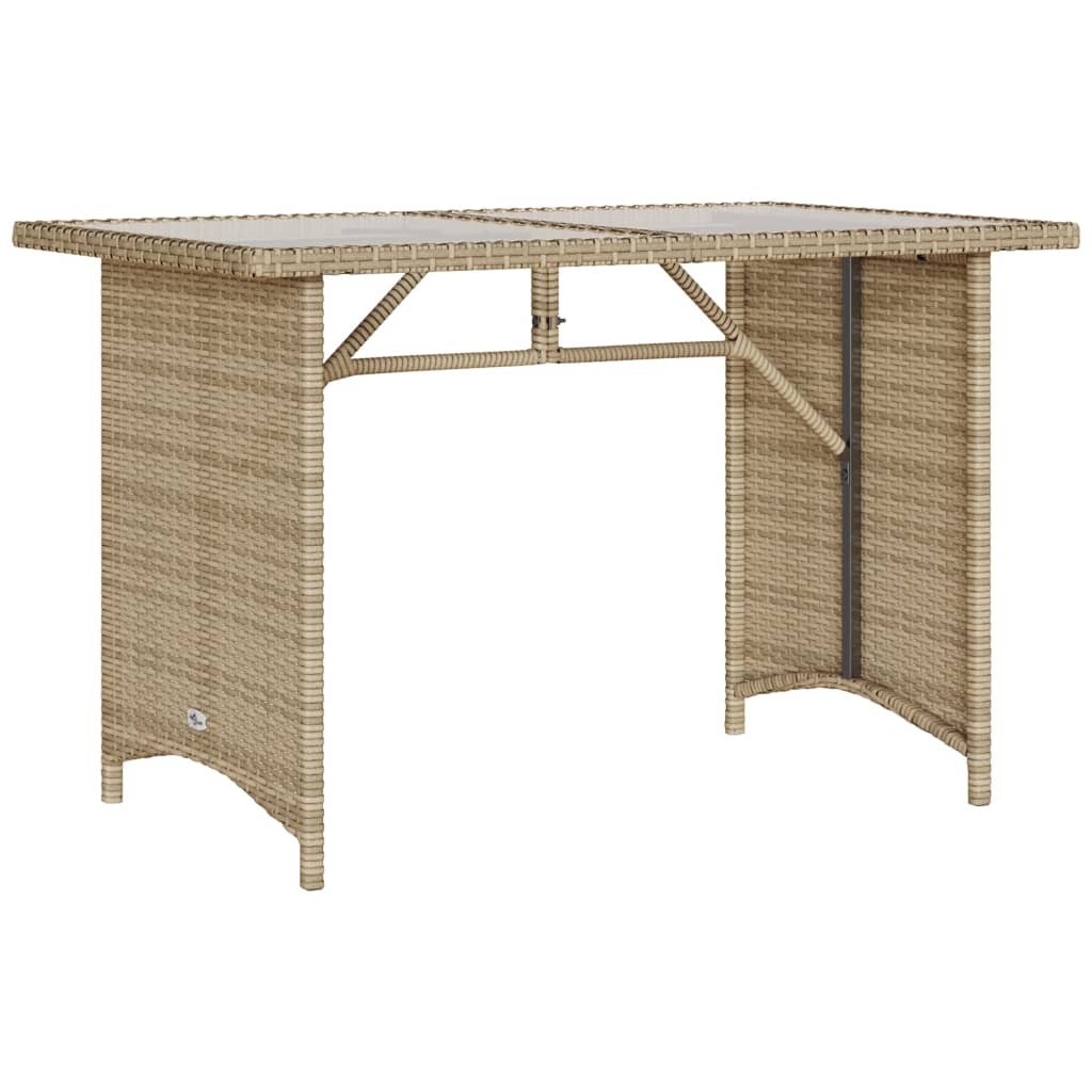 Outdoor Patio Poly Rattan Rectangular Garden Dining Table With Glass Top Tables