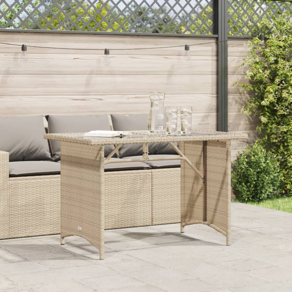 Outdoor Patio Poly Rattan Rectangular Garden Dining Table With Glass Top Tables