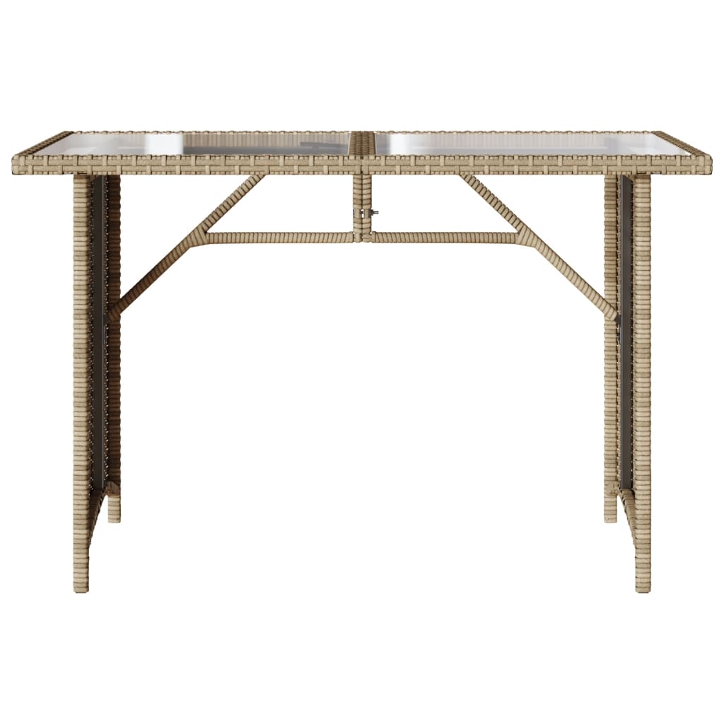 Outdoor Patio Poly Rattan Rectangular Garden Dining Table With Glass Top Tables