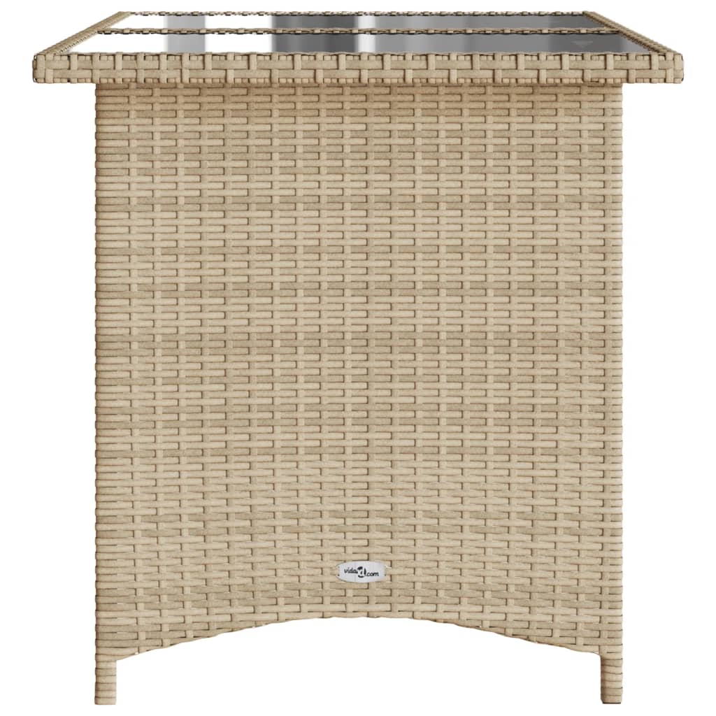 Outdoor Patio Poly Rattan Rectangular Garden Dining Table With Glass Top Tables
