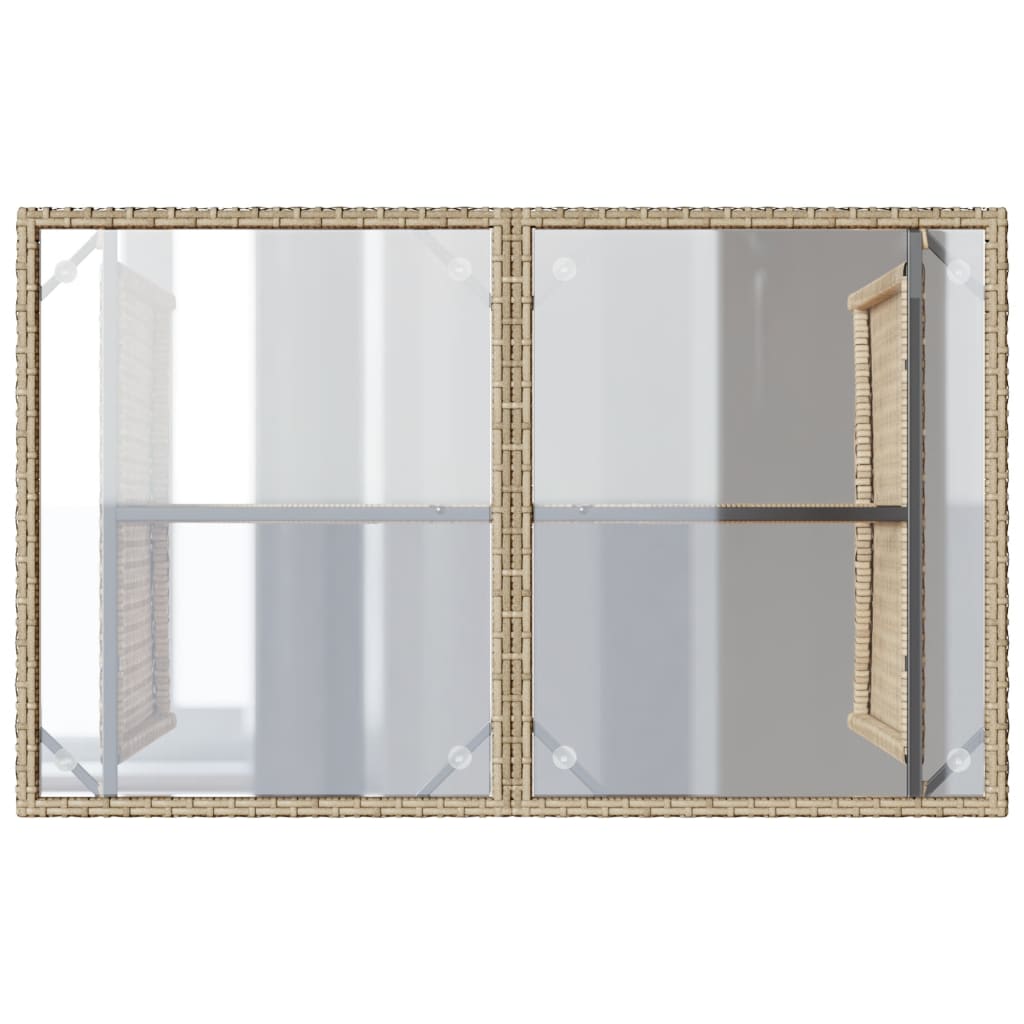 Outdoor Patio Poly Rattan Rectangular Garden Dining Table With Glass Top Tables