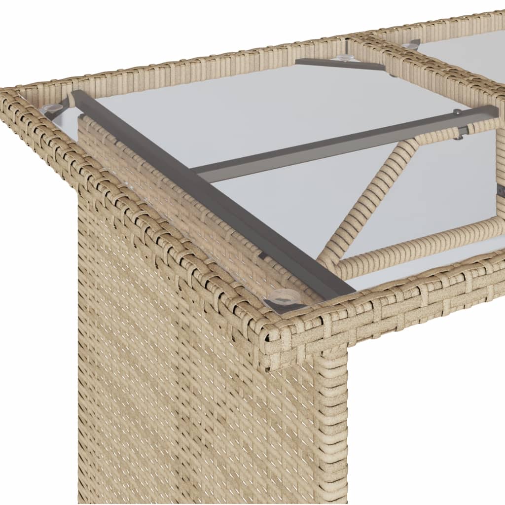 Outdoor Patio Poly Rattan Rectangular Garden Dining Table With Glass Top Tables