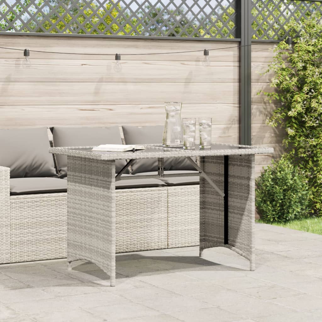 Outdoor Patio Poly Rattan Rectangular Garden Dining Table With Glass Top Tables