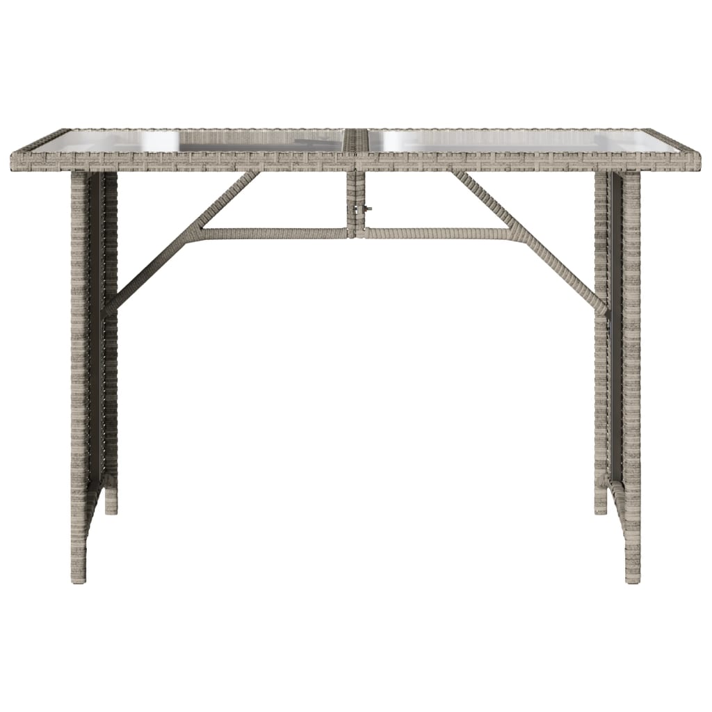 Outdoor Patio Poly Rattan Rectangular Garden Dining Table With Glass Top Tables