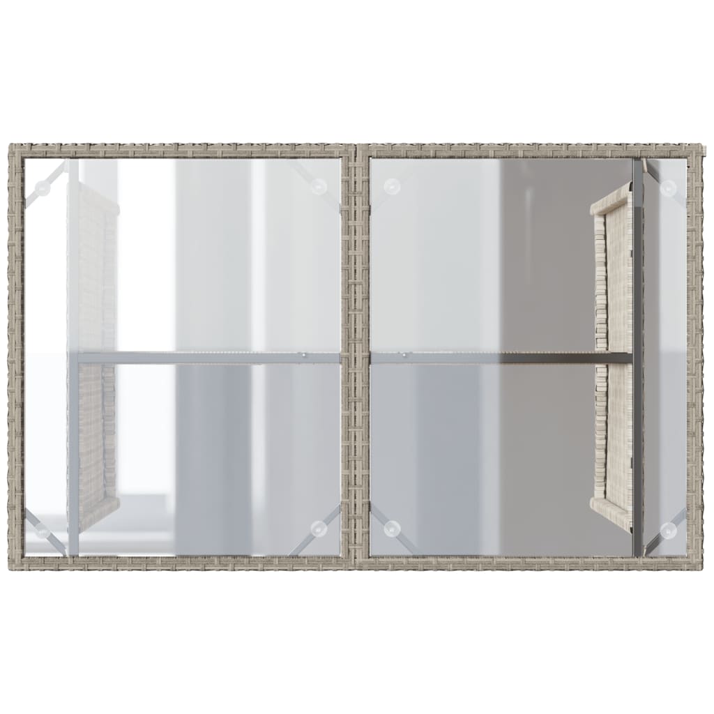 Outdoor Patio Poly Rattan Rectangular Garden Dining Table With Glass Top Tables