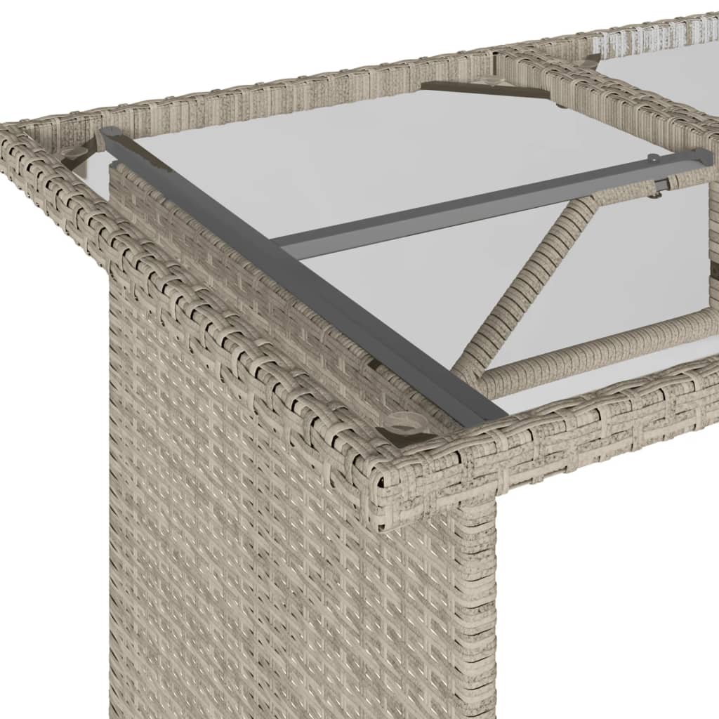 Outdoor Patio Poly Rattan Rectangular Garden Dining Table With Glass Top Tables