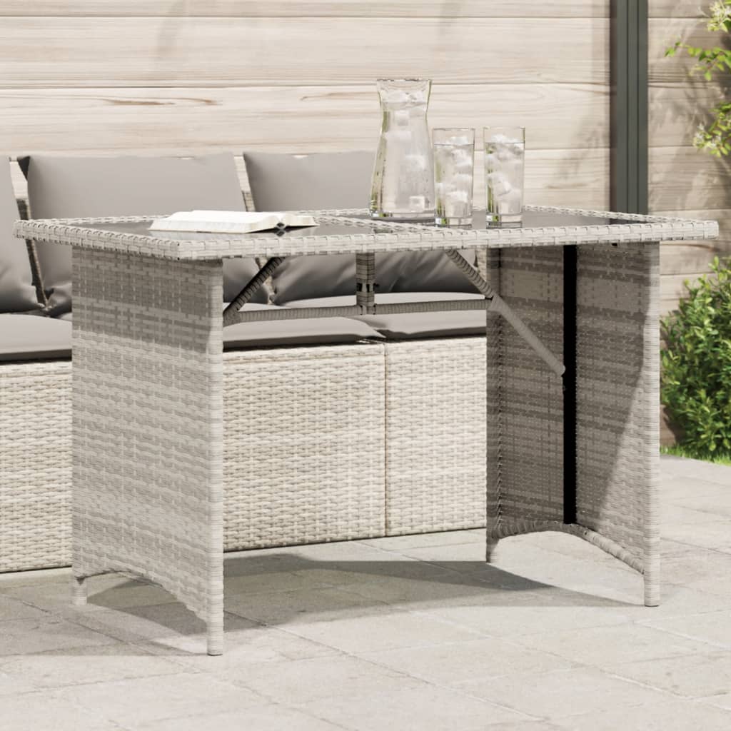 Outdoor Patio Poly Rattan Rectangular Garden Dining Table With Glass Top Tables