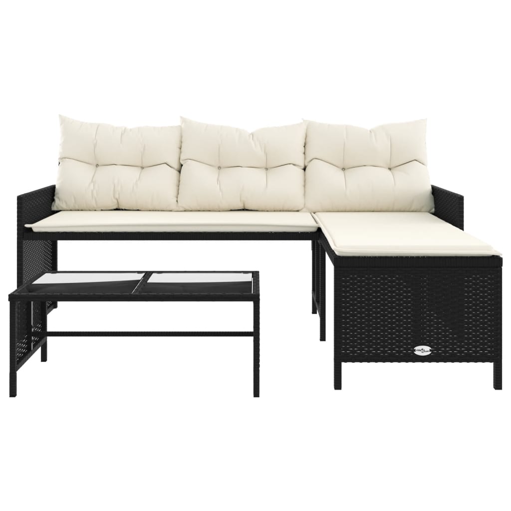 Outdoor Patio Poly Rattan Garden L-Shaped Corner Sofa Set With Cushions Table