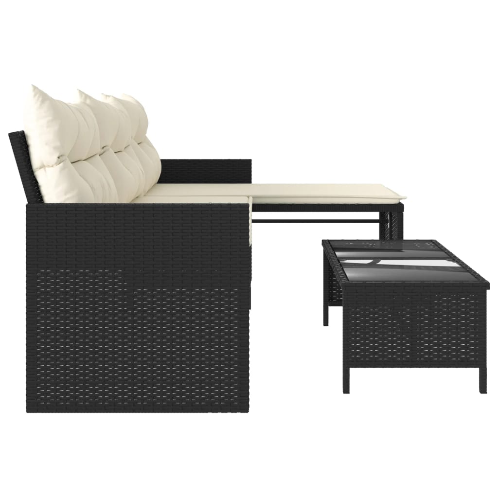 Outdoor Patio Poly Rattan Garden L-Shaped Corner Sofa Set With Cushions Table