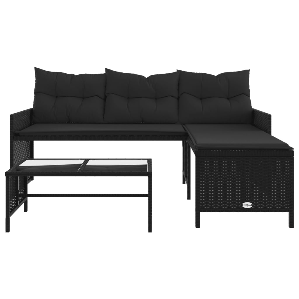 Outdoor Patio Poly Rattan Garden L-Shaped Corner Sofa Set With Cushions Table