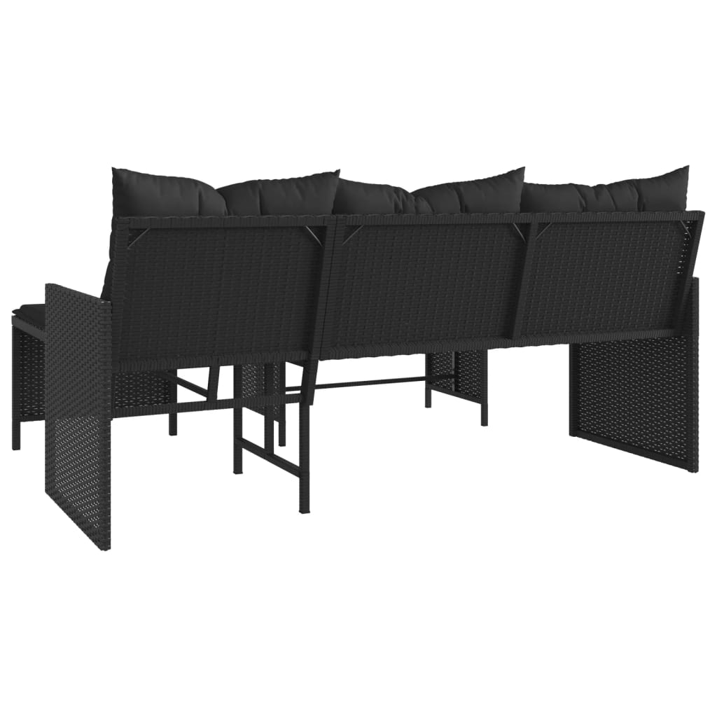 Outdoor Patio Poly Rattan Garden L-Shaped Corner Sofa Set With Cushions Table