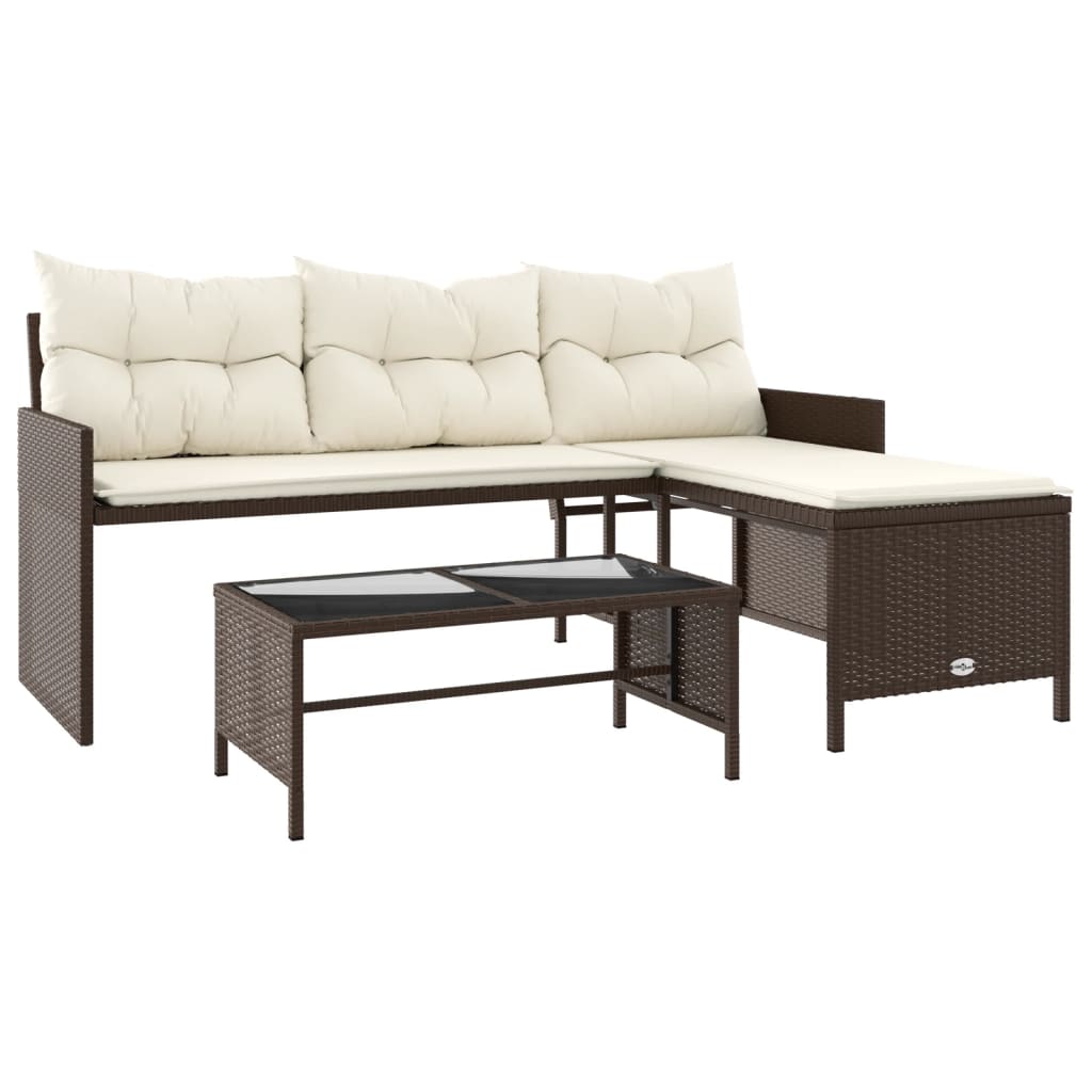 Outdoor Patio Poly Rattan Garden L-Shaped Corner Sofa Set With Cushions Table