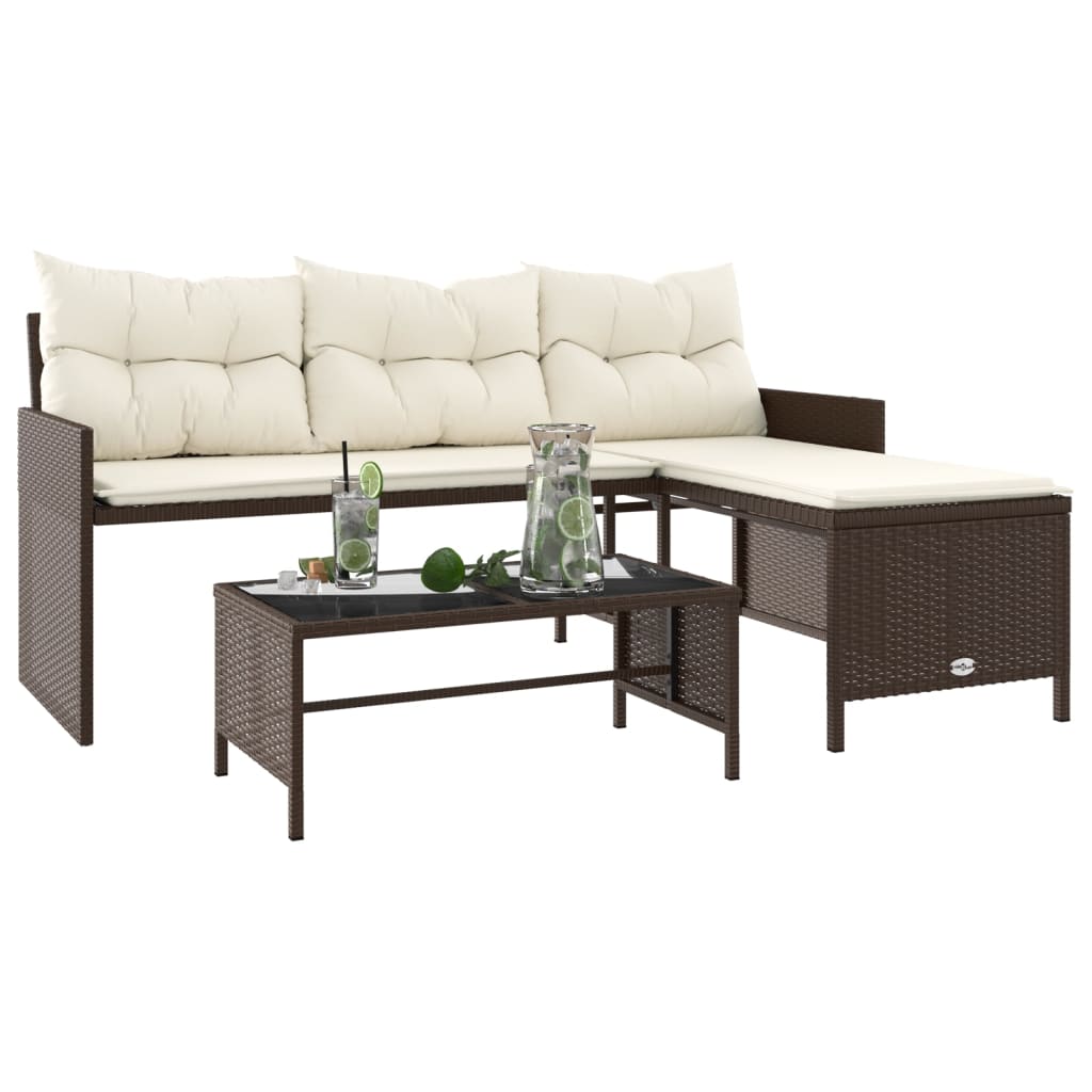 Outdoor Patio Poly Rattan Garden L-Shaped Corner Sofa Set With Cushions Table