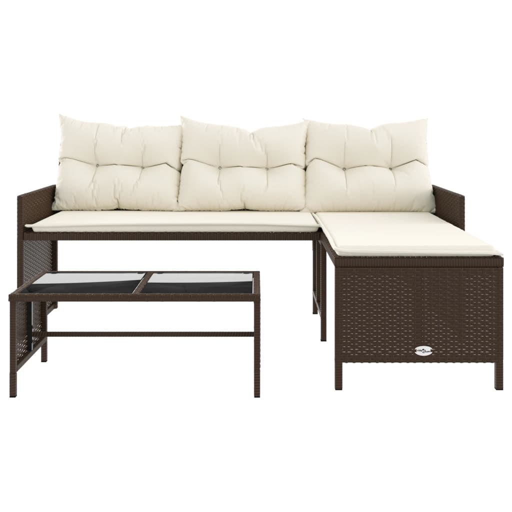 Outdoor Patio Poly Rattan Garden L-Shaped Corner Sofa Set With Cushions Table