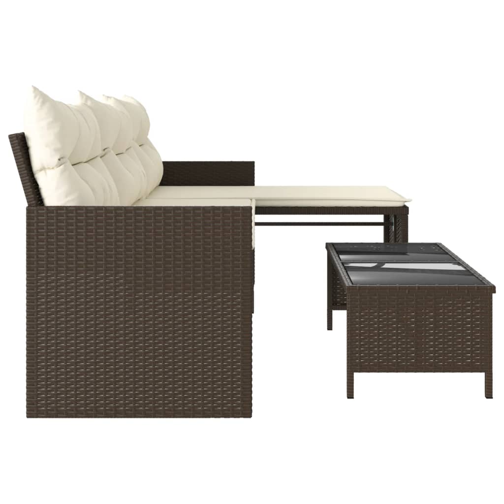 Outdoor Patio Poly Rattan Garden L-Shaped Corner Sofa Set With Cushions Table