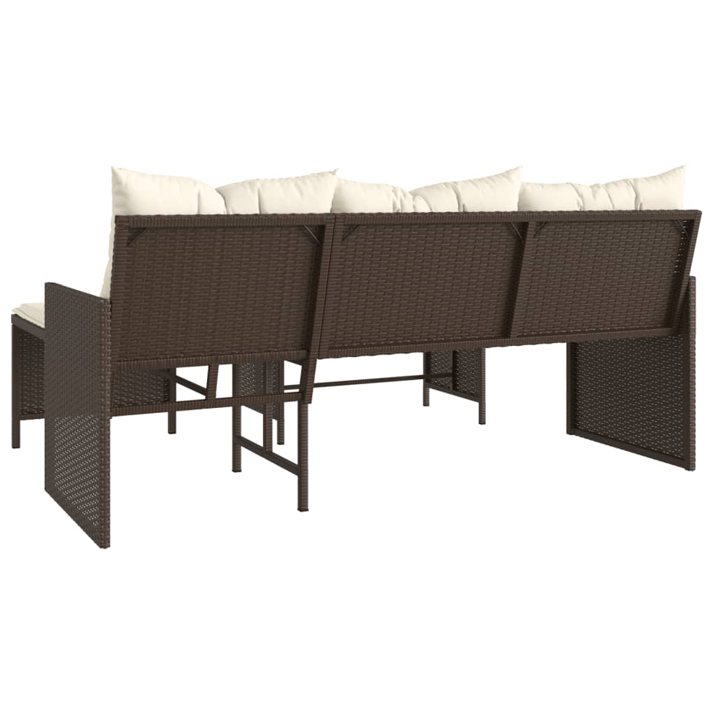 Outdoor Patio Poly Rattan Garden L-Shaped Corner Sofa Set With Cushions Table