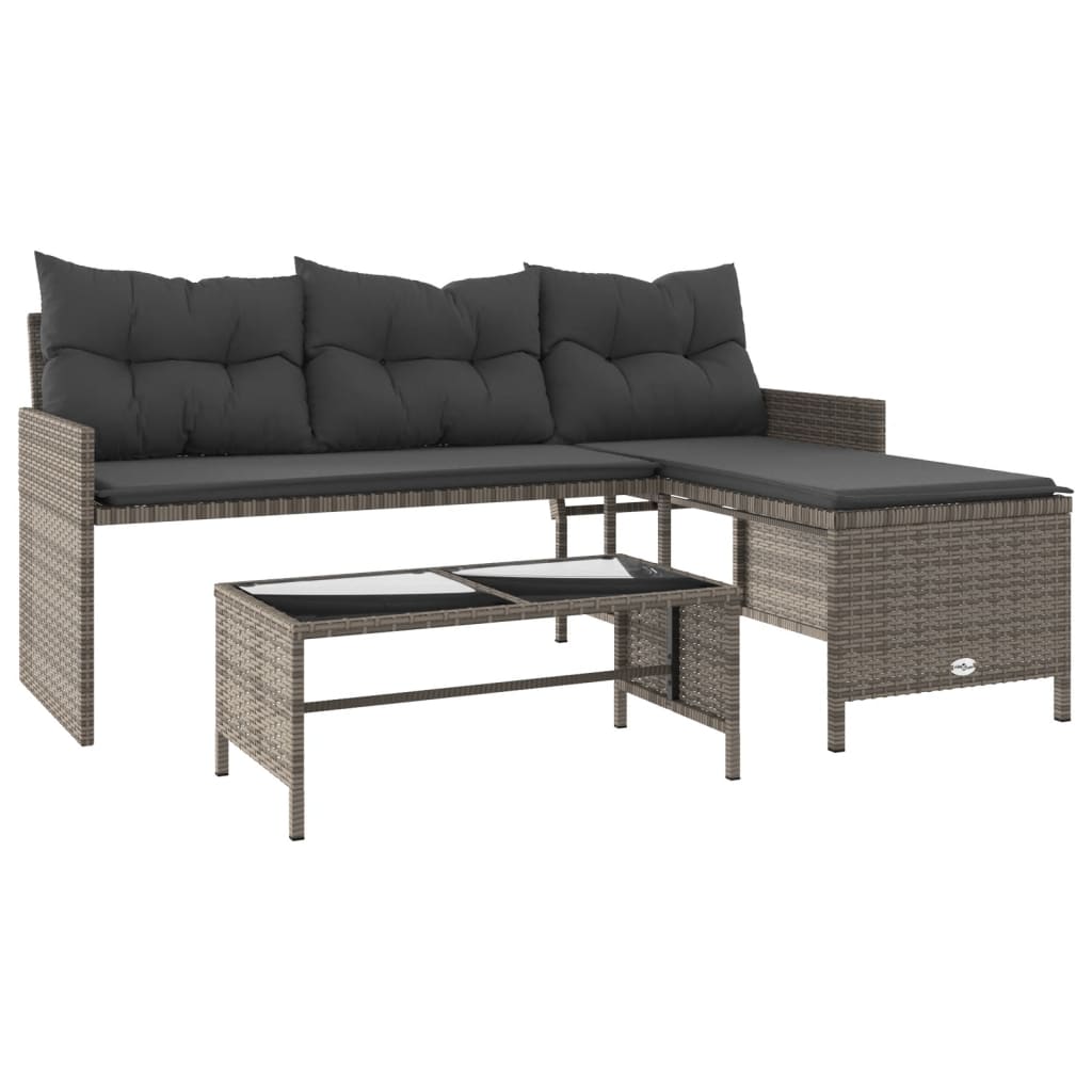 Outdoor Patio Poly Rattan Garden L-Shaped Corner Sofa Set With Cushions Table