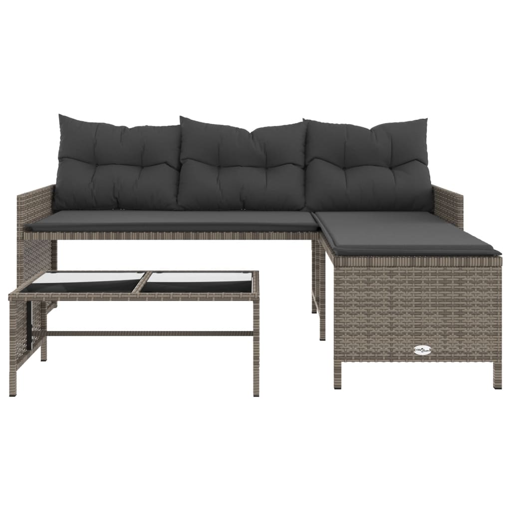 Outdoor Patio Poly Rattan Garden L-Shaped Corner Sofa Set With Cushions Table