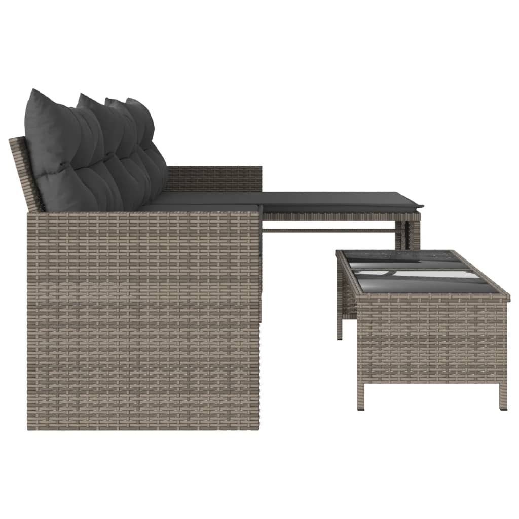 Outdoor Patio Poly Rattan Garden L-Shaped Corner Sofa Set With Cushions Table