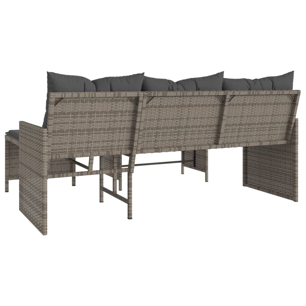 Outdoor Patio Poly Rattan Garden L-Shaped Corner Sofa Set With Cushions Table