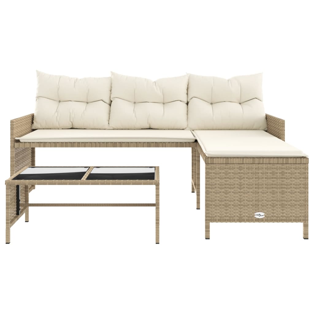 Outdoor Patio Poly Rattan Garden L-Shaped Corner Sofa Set With Cushions Table