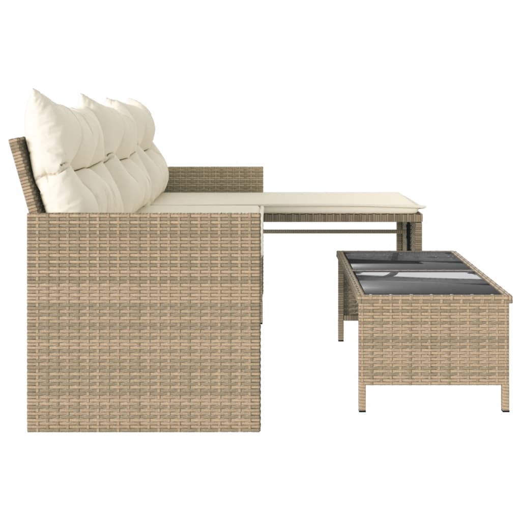 Outdoor Patio Poly Rattan Garden L-Shaped Corner Sofa Set With Cushions Table