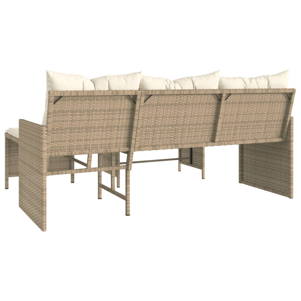 Outdoor Patio Poly Rattan Garden L-Shaped Corner Sofa Set With Cushions Table