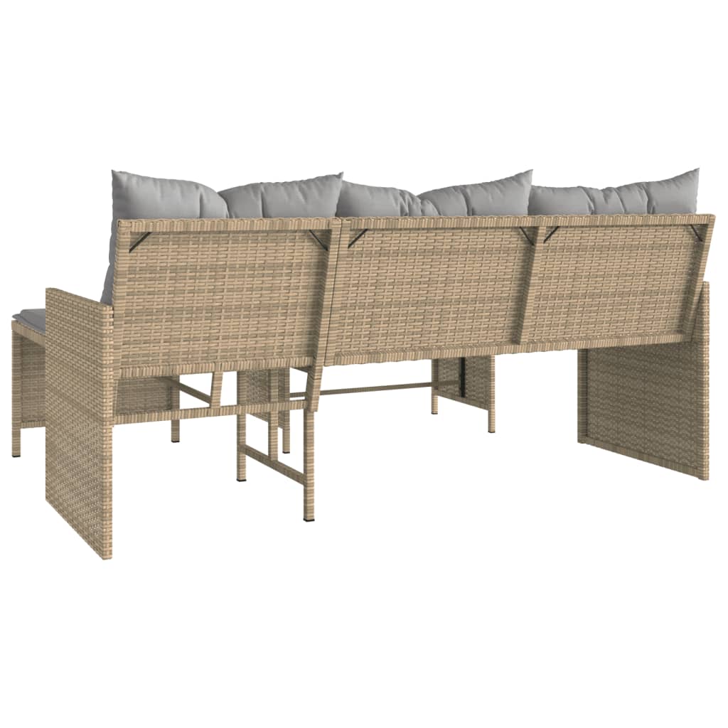 Outdoor Patio Poly Rattan Garden L-Shaped Corner Sofa Set With Cushions Table
