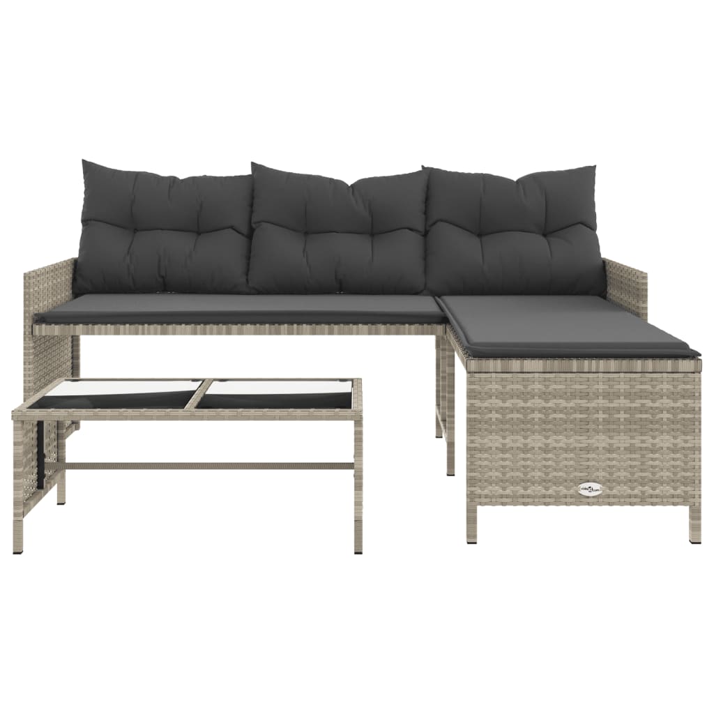 Outdoor Patio Poly Rattan Garden L-Shaped Corner Sofa Set With Cushions Table