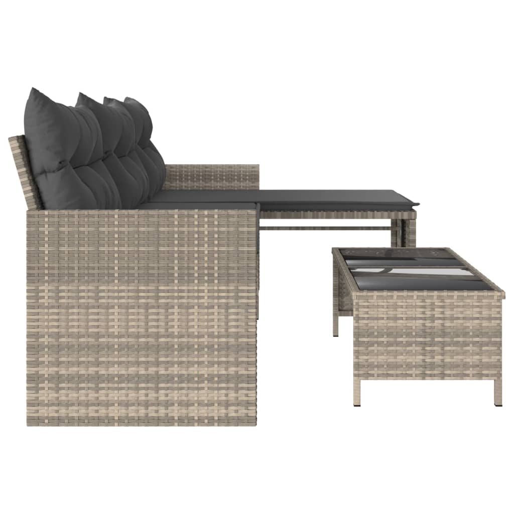Outdoor Patio Poly Rattan Garden L-Shaped Corner Sofa Set With Cushions Table