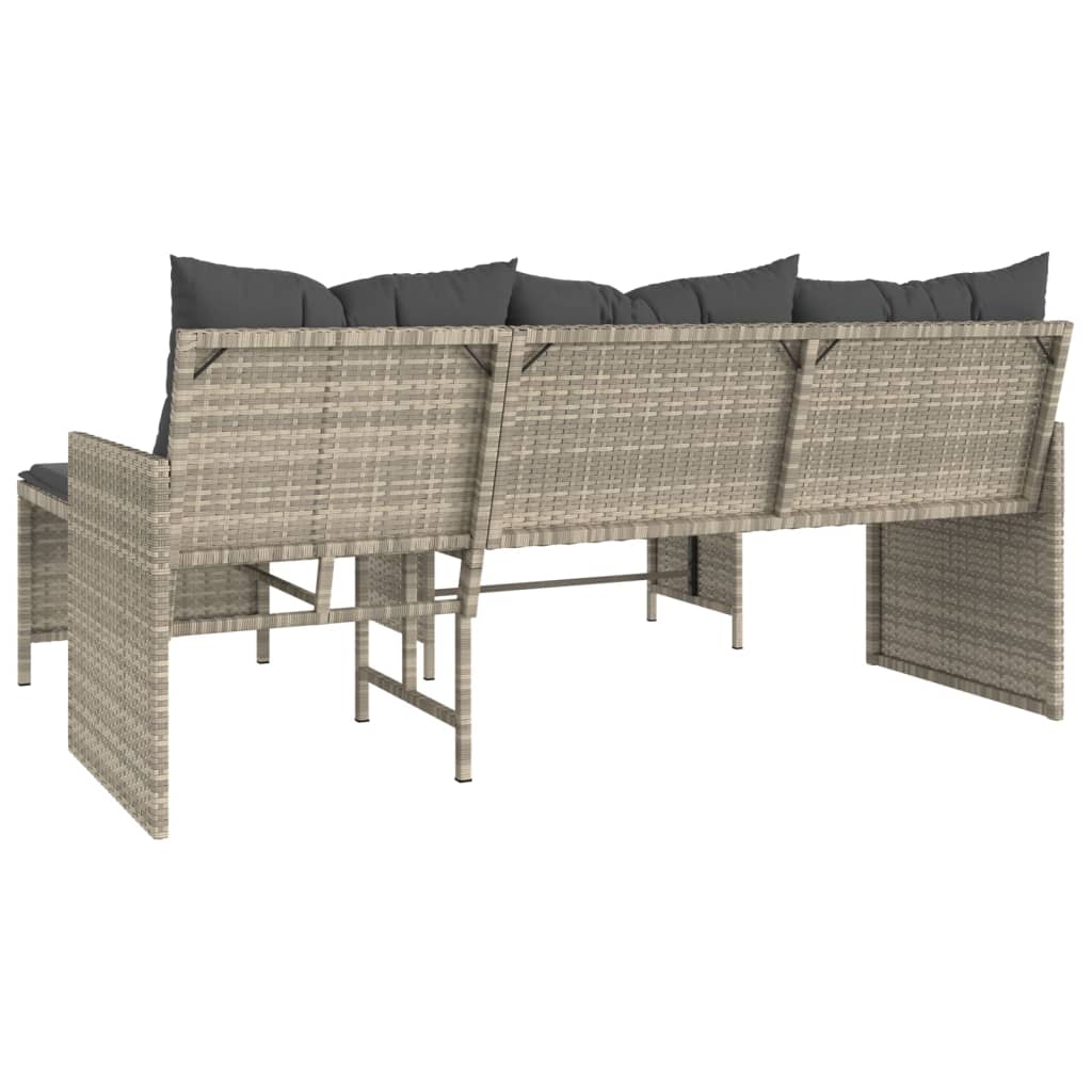 Outdoor Patio Poly Rattan Garden L-Shaped Corner Sofa Set With Cushions Table
